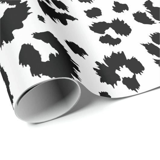 Wild Leopard Print Schwarz-weiß Wrapping Paper Geschenkpapier (Rolleneckpunkt)