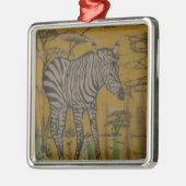 Wild Life Kenya African Safari Zebra.png Silbernes Ornament (Links)