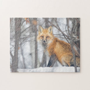 Wild Life Red Fox Jagd in Schneewald Winter Puzzle