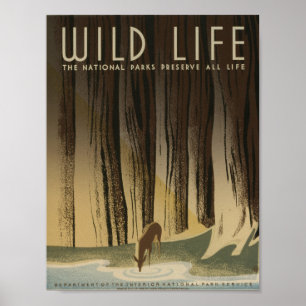 Wild Life Vintag WPA Poster