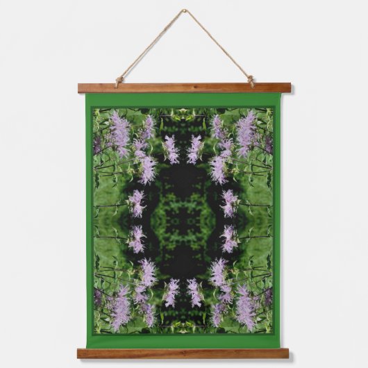 Wild Lila Bee Balm Abstrakt Wandteppich Mit Holzrahmen (Vorderseite)