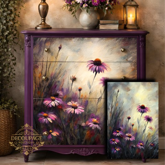 Wild Lila Daisy Decoupage Seidenpapier