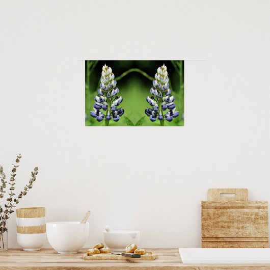 Wild Lila Lupine Blume Mirror Abstrakt Poster (Küche)