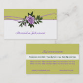 Wild lila Rose olivgrün, weiße Blüte Visitenkarte (Vorne/Hinten)