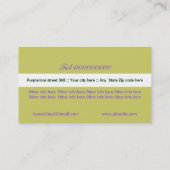 Wild lila Rose olivgrün, weiße Blüte Visitenkarte (Rückseite)