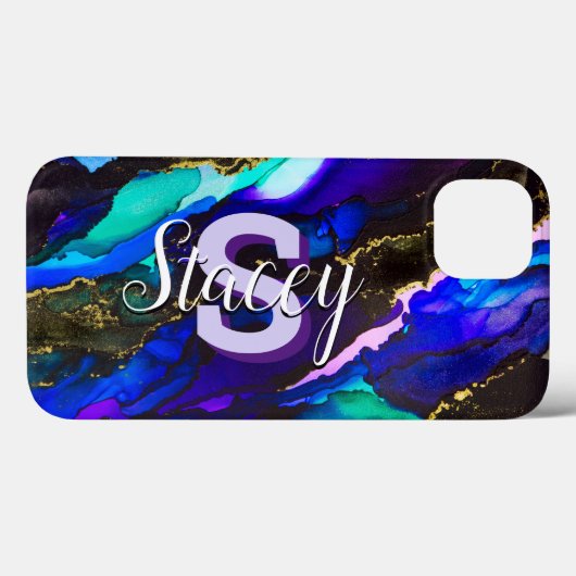 Wild Lila und Fuscia Alkohol Tinte Case-Mate iPhone Hülle (Rückseite (Horizontal))