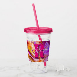 Wild Lila und orange Fluid Art Acrylic Tumbler Acryltrinkbecher