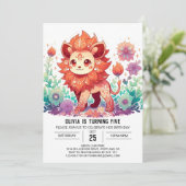 Wild Lion Digital Geburtstag Einladung (Stehend Vorderseite)