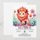Wild Lion Digital Geburtstag Einladung (Vorne/Hinten)