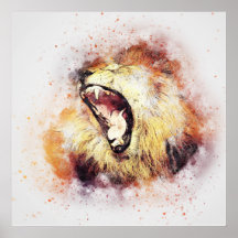 Wild Lion Safari Jungle Artwork Foto Poster