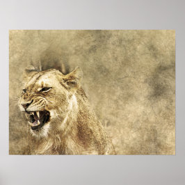 Wild Lion Safari Jungle Artwork Foto Poster