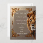 Wild Lion Wedding Einladung Postkarte (Vorne/Hinten)