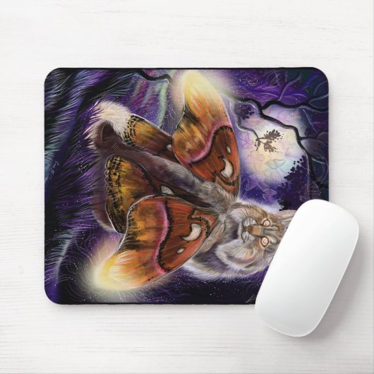 Wild Luminessense Moth Winged Lynx Mousepad (Mit Mouse)