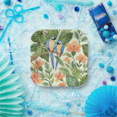 Wild Macaw Jungle Tropical Watercolor Pappteller (Party)