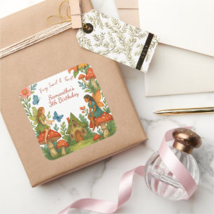 Wild Magical Fairy Garden Geburtstagsparty - Quadratischer Aufkleber