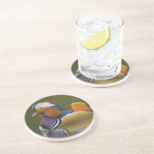 Wild Mandarin Duck Aix galericulata) auf dunkel Getränkeuntersetzer (Seite)