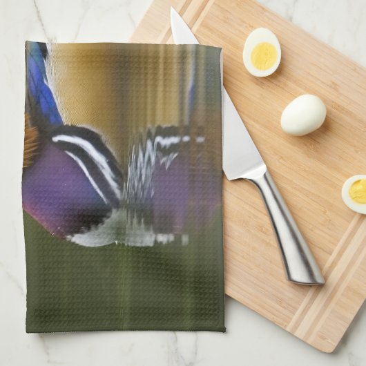 Wild Mandarin Duck Aix galericulata) auf dunkel Handtuch (Viertel Falte)