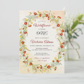 Wild Marigold Blume Wreath Foliage Geburtstag Einladung (Stehend Vorderseite)