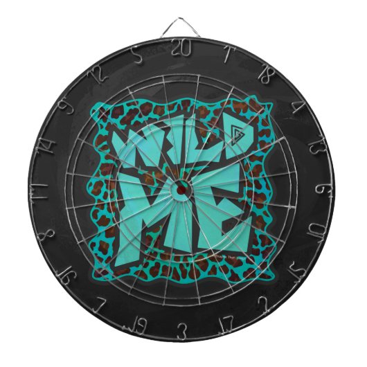 Wild Me Brown und Aquamarin Leopard Design Dartscheibe (vorne)