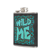 Wild Me Brown und Aquamarin Leopard Design Flachmann (Links)