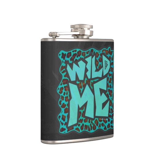 Wild Me Brown und Aquamarin Leopard Design Flachmann (Rechts)