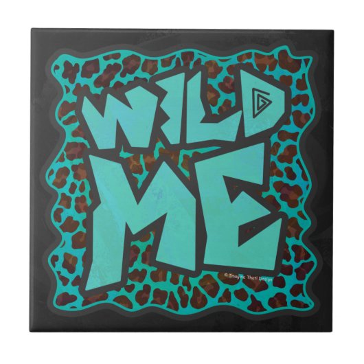 Wild Me Brown und Aquamarin Leopard Design Fliese (Vorderseite)