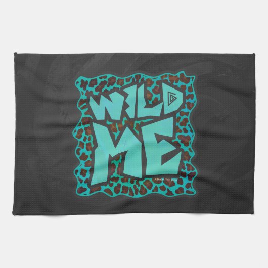 Wild Me Brown und Aquamarin Leopard Design Handtuch (Horizontal)