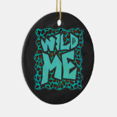 Wild Me Brown und Aquamarin Leopard Design Keramik Ornament (Rechts)