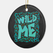 Wild Me Brown und Aquamarin Leopard Design Keramik Ornament (Links)