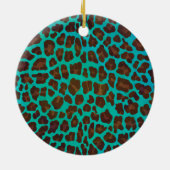 Wild Me Brown und Aquamarin Leopard Design Keramik Ornament (Hinten)