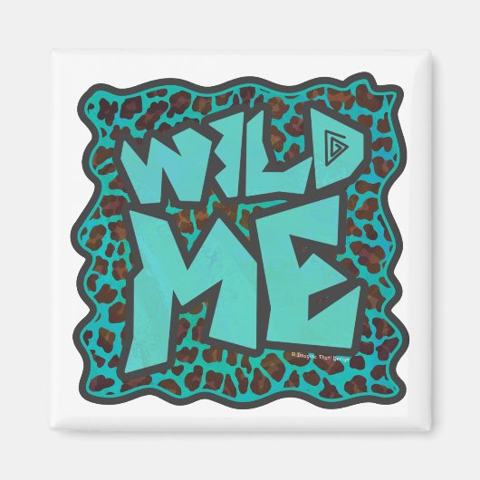 Wild Me Brown und Aquamarin Leopard Design Magnet (Vorne)