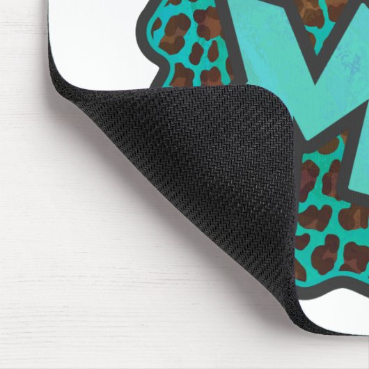 Wild Me Brown und Aquamarin Leopard Design Mousepad (Ecke)