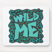 Wild Me Brown und Aquamarin Leopard Design Mousepad (Vorne)