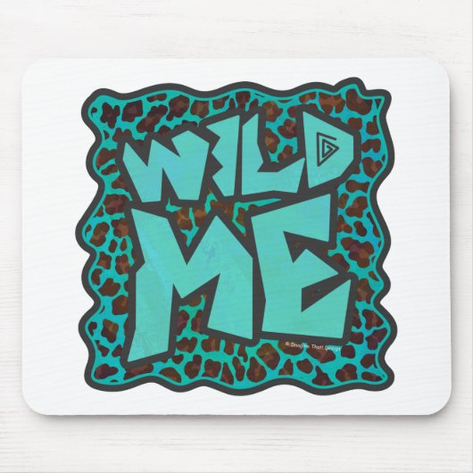Wild Me Brown und Aquamarin Leopard Design Mousepad (Vorne)