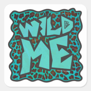 Wild Me Brown und Aquamarin Leopard Design Quadratischer Aufkleber
