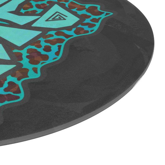 Wild Me Brown und Aquamarin Leopard Design Schneidebrett (Ecke)