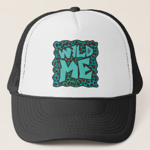 Wild Me Brown und Aquamarin Leopard Design Truckerkappe