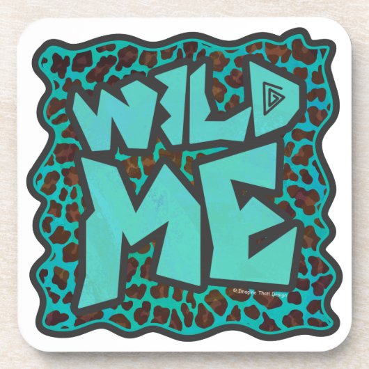 Wild Me Brown und Aquamarin Leopard Design Untersetzer (Vorderseite)
