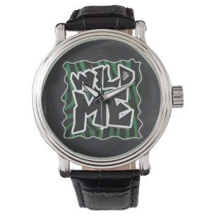 Wild Me Green and Black Zebra Pattern Armbanduhr