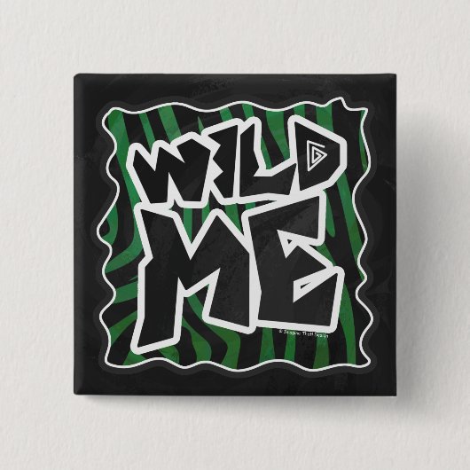 Wild Me Green and Black Zebra Pattern Button (Vorderseite)