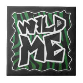 Wild Me Green and Black Zebra Pattern Fliese (Vorderseite)