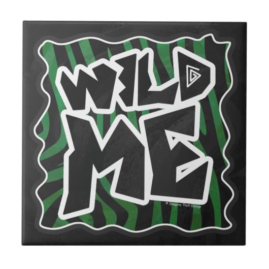 Wild Me Green and Black Zebra Pattern Fliese (Vorderseite)