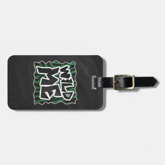 Wild Me Green and Black Zebra Pattern Gepäckanhänger (Vorderseite horizontal)