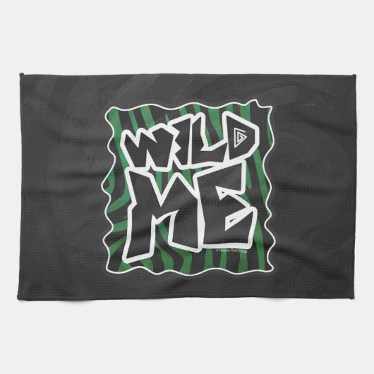 Wild Me Green and Black Zebra Pattern Geschirrtuch (Horizontal)