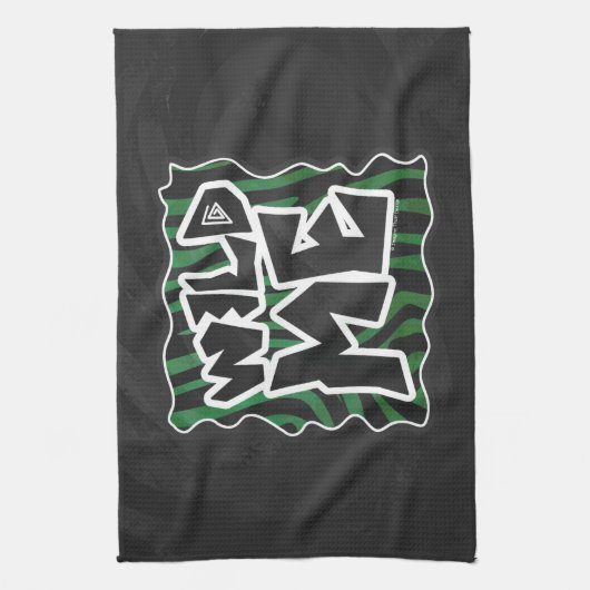 Wild Me Green and Black Zebra Pattern Geschirrtuch (Vertikal)