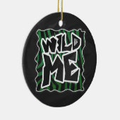 Wild Me Green and Black Zebra Pattern Keramik Ornament (Rechts)