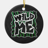 Wild Me Green and Black Zebra Pattern Keramik Ornament (Vorne)