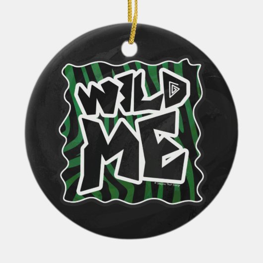 Wild Me Green and Black Zebra Pattern Keramik Ornament (Vorne)