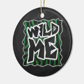 Wild Me Green and Black Zebra Pattern Keramik Ornament (Links)