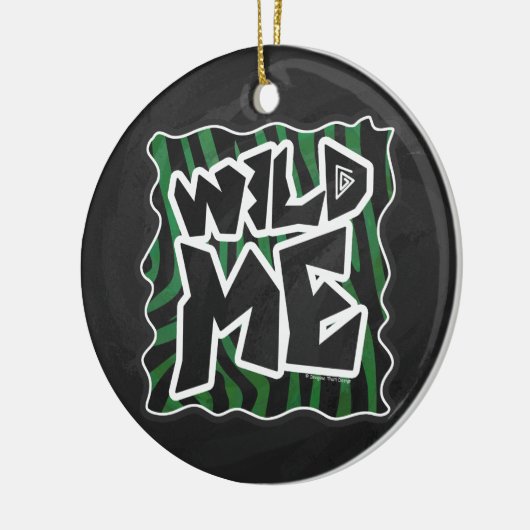 Wild Me Green and Black Zebra Pattern Keramik Ornament (Links)